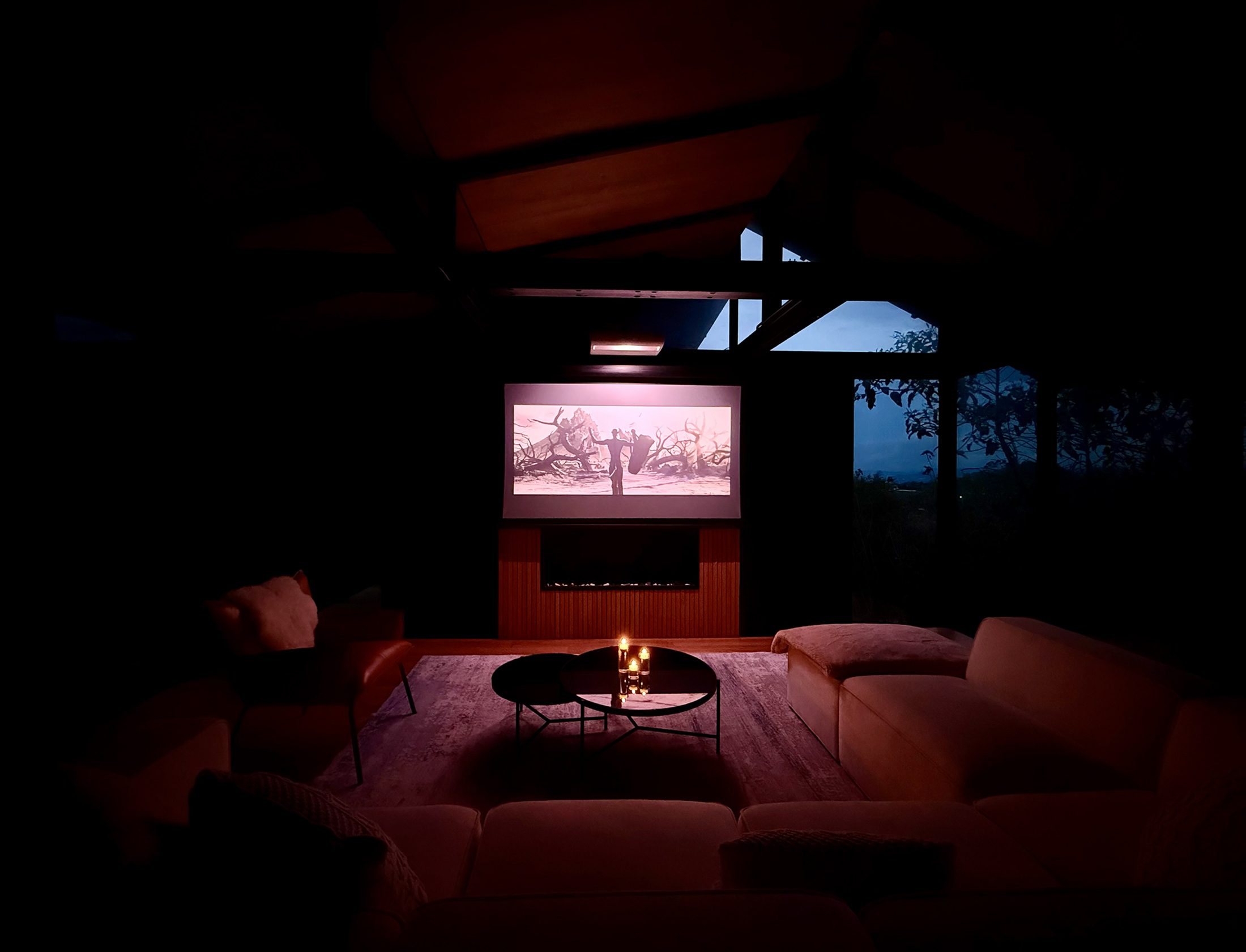 Dedicated home cinema with projection system at Casa Las Palmas